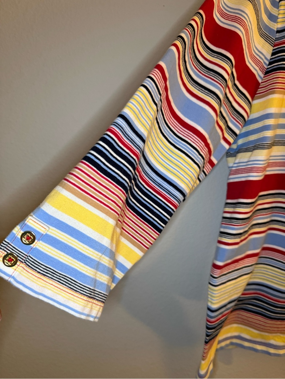 Liz Claiborne Multi-Color Striped Boatneck Long Sleeve Top - Picture 3 of 7